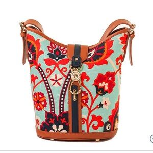 Spartina 449 Waving Girl Bucket Bag Tote Shoulder Bag (Blue, orange, red, navy)